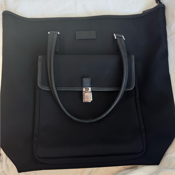 Gucci Other - Gucci Black Nylon Leather Trim Work Tote Laptop Business Briefcase Italy